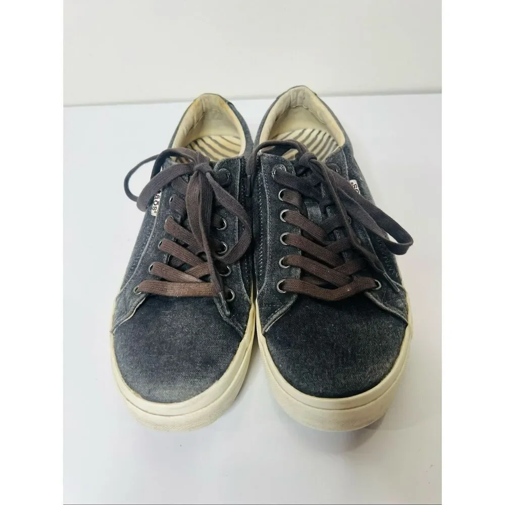 Taos Plim Soul Sneakers Black Gray Canvas Denim Sz 9